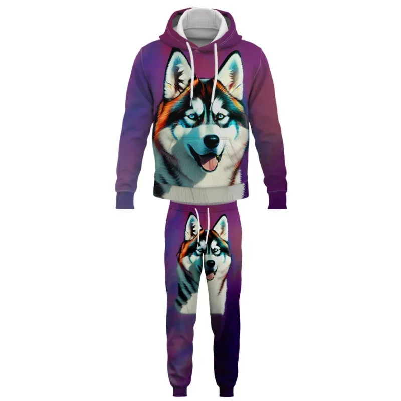 Fashion Animals Dog 3D Printed Autumn Hoodie Suit Men Sweatshirts Sweatpants Casual Two Piece Tracksuit Set Men's Clothing
