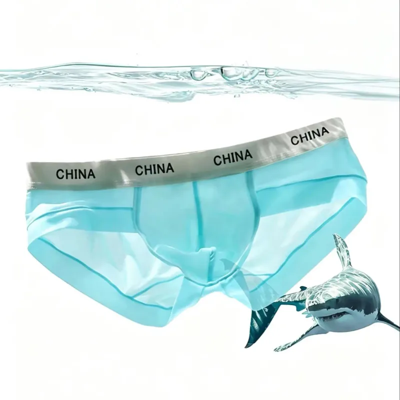 Slip en soie glacée pour hommes, Ultra fin, respirant, transparent, sous-vêtements doux, large ceinture, culotte confortable et fraîche, couleur aléatoire, 1 pièce — image 7