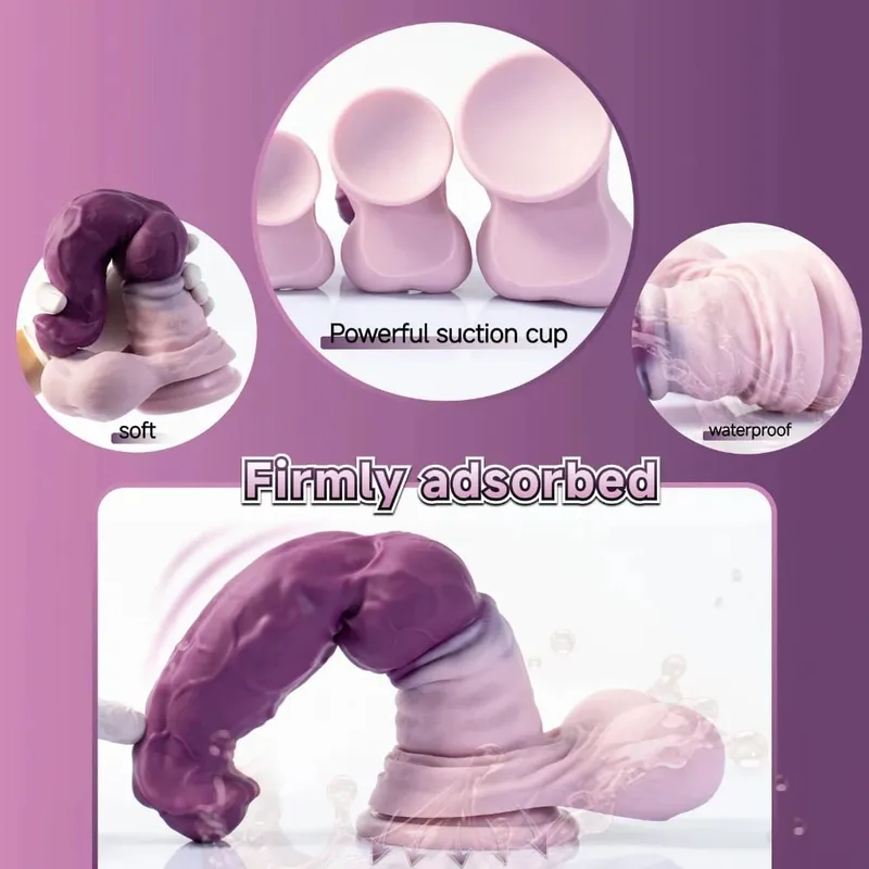 Korym Monster Horse Knot Dildo Pure Silicone Purple Anal Plug for Men and Women Dog Penis Anal Toys with Suction Cup Sex Toys