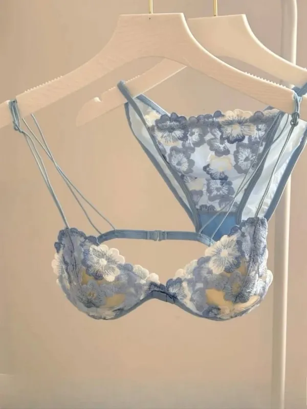 Super Sexy See-Through Lace Bra Set Hollow Out No Underwire French Triangle Bralette and Panties Women Hot Lingerie 2026 Fashion — image 6