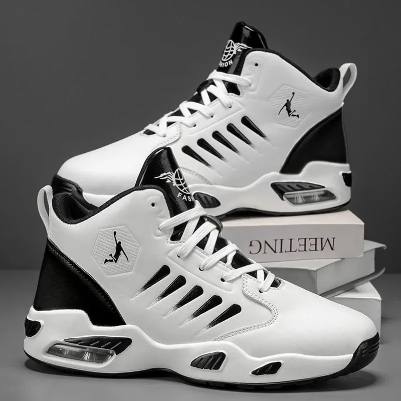 Men's High-Top Basketball Shoes Feature a Breathable Mesh Design for Maximum Comfort Outdoor Shock-Absorbing Running Shoes High-Rebound Cushioning Technology Make Running Smoother and More Comfortable Enhance Support Stylish White Design Su — image 4
