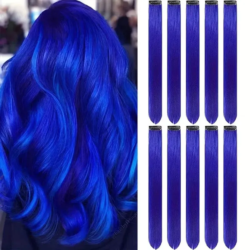 24Inch Synthetic 10pcs Long Straight Clip‑in Hair Extension Easy Install Hairpiece for Women Daily Party Hairstyle Accessory