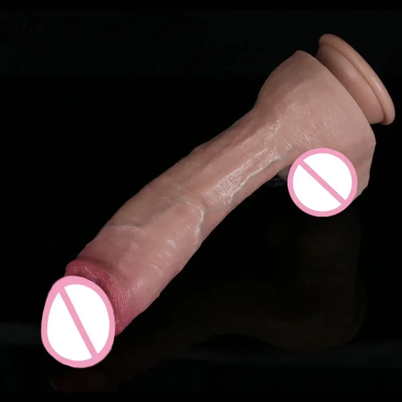 XXL Wihte Silicone Realistic Dildo Soft Dick Suction Cup Penis Anal Sex Toys Women G-spot Stimulator with Curved Shaft and Ball — image 5