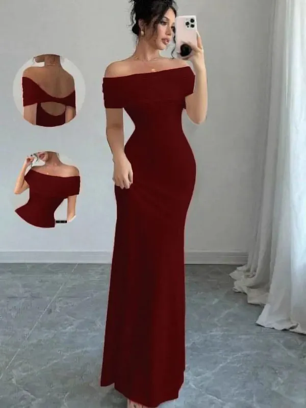 Off Shoulder Party Dress Women‘s Sleeveless Sexy Bodycon Midi Dress Elegant Bandage Cocktail Dress for Night Out — image 6