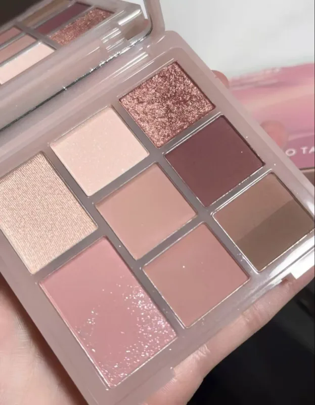 Gogotales 9 Colors Eyeshadow Palette Matte Shimmer Glitter Fine Flash Low Saturation Tone Easy to Apply Eye Makeup — image 5
