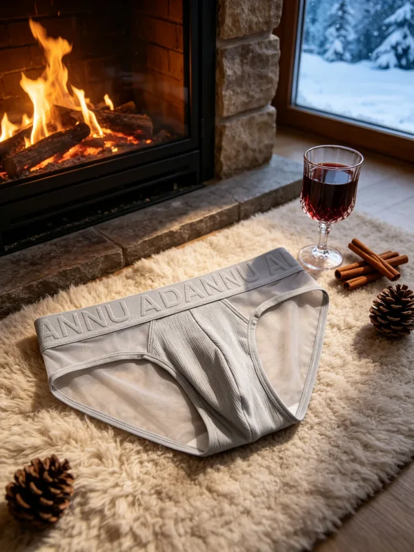 Low Rise Mens Triangle Underwear Side Mesh Panel Vertical Grain Material 3D Contour Pouch Embossed Letter Wide Elastic — image 4