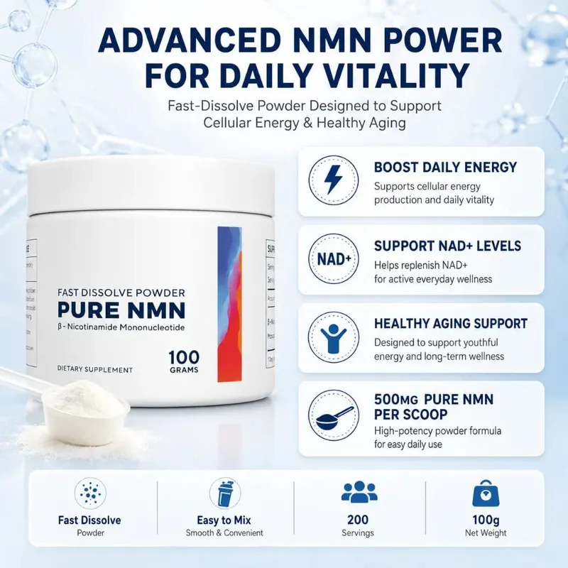 NMN Powder 100g 99 Purity Fast Dissolve β-Nicotinamide Mononucleotide NAD+ Cellular Energy Support 200 Servings Supplement — image 2