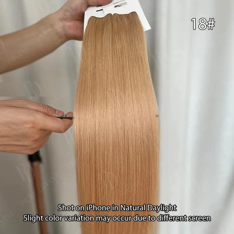 Hot Sale Genius Weft Human Hair Extensions 50g/pc Double Drawn Balayage Blonde Full End Invisible Straight Virgin Remy Hair 15A — image 12