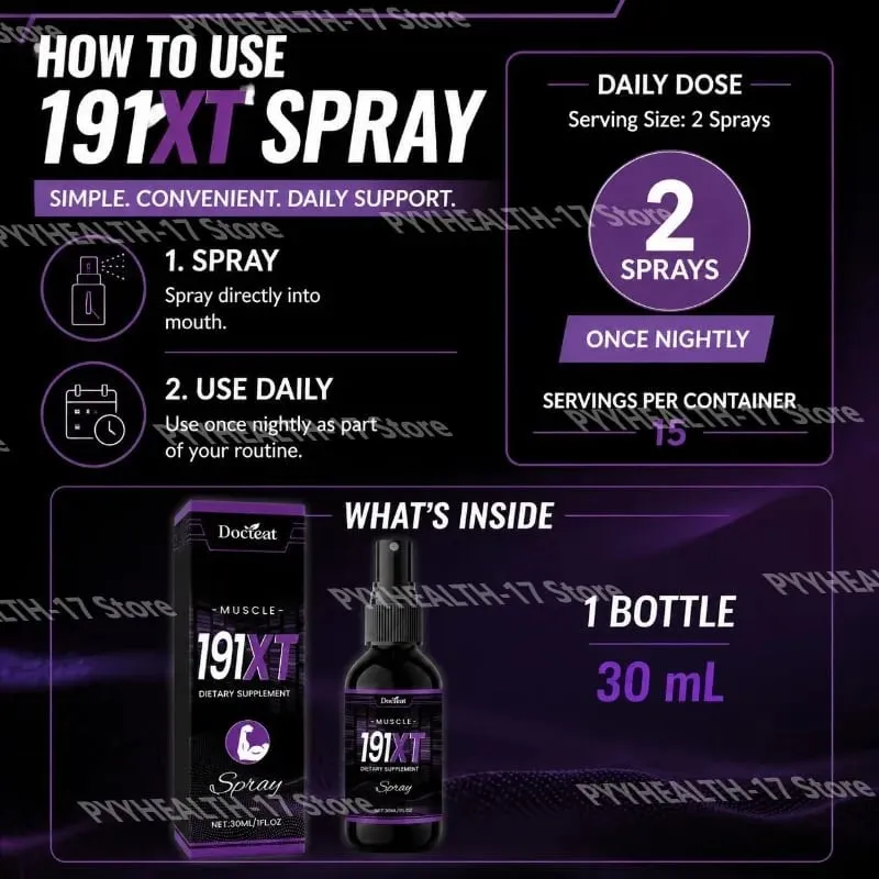 Spray muscular 191XT com vitamina B3 L-Arginina e extrato de Tribulus Terrestris para suporte muscular e resistência 30 ML — image 6