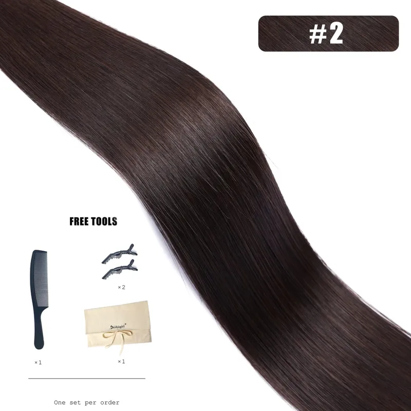 Butterfly Weft Hair Extensions Human Hair Invisible Flat PU with Hole Twin Tabs Hair Weft 12-24inch Micro link 100g — image 13