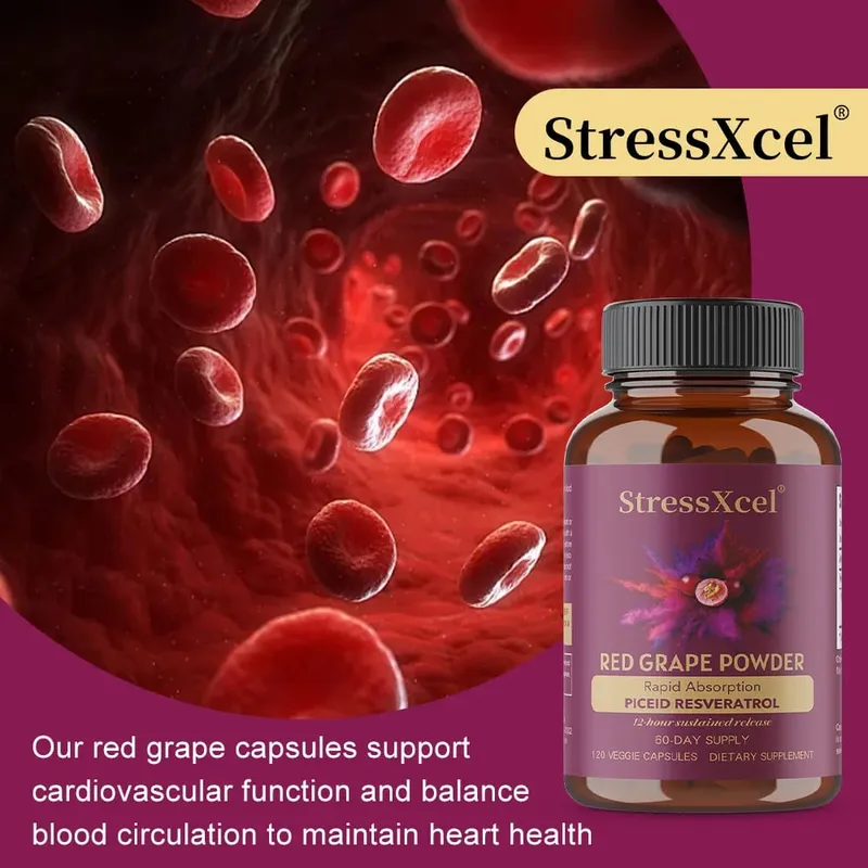 Red Grape Powder + Resveratrol Supplement Antioxidant Supports Heart Joint Brain Immune Health & Anti-Aging Non-GMO — image 3