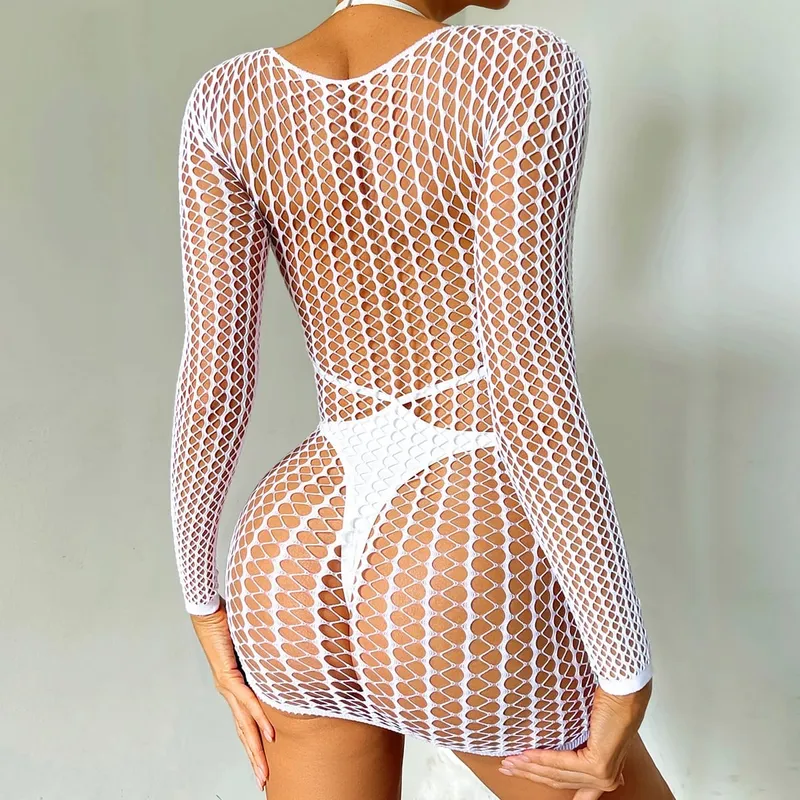 2026 Fashionable and Sexy Spicy Girl Hanging Neck jumpsuit with Fishing Net Sexy Body Shaping Bag Hip Skirt — image 6