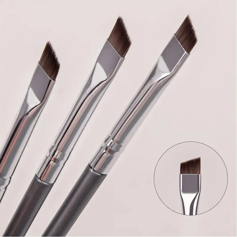 3 Silver Superfine Eyeliner Brushes Soft Brush Eyebrow Brush Portable Multi-Function Makeup Tools — image 1