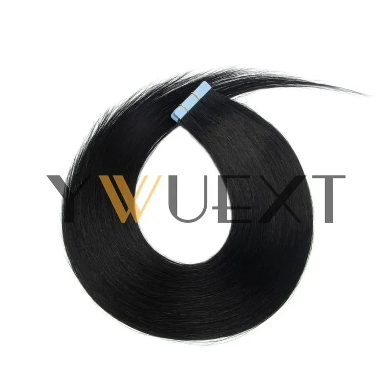 Lightweight Tape in Human Hair Extensions 12-20 inches Seamless PU Skin Weft Tape Hair Natural Straight 20pcs/pack 30G Tape Glue