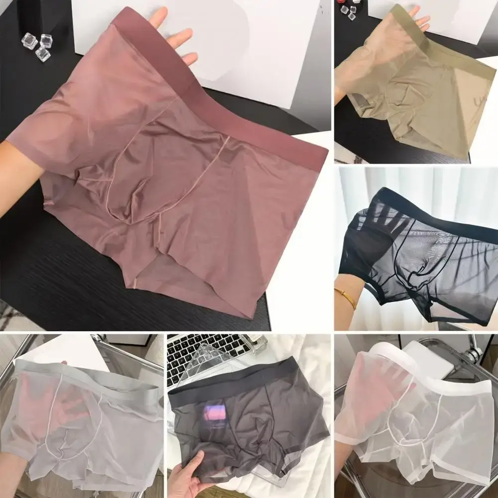 Män Boxer Transparent Lättvikts Underkläder Elastisk U-Konvex Tunn Perspektiv Shorts Sömlösa Trosor — image 8