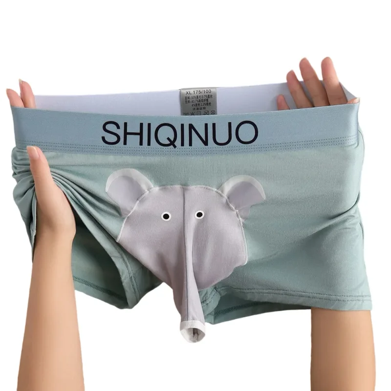Cueca boxer masculina com estampa de elefante, cueca elástica com cintura 3d, macia, respirável, sono diário, casa, roupa íntima confortável — image 3