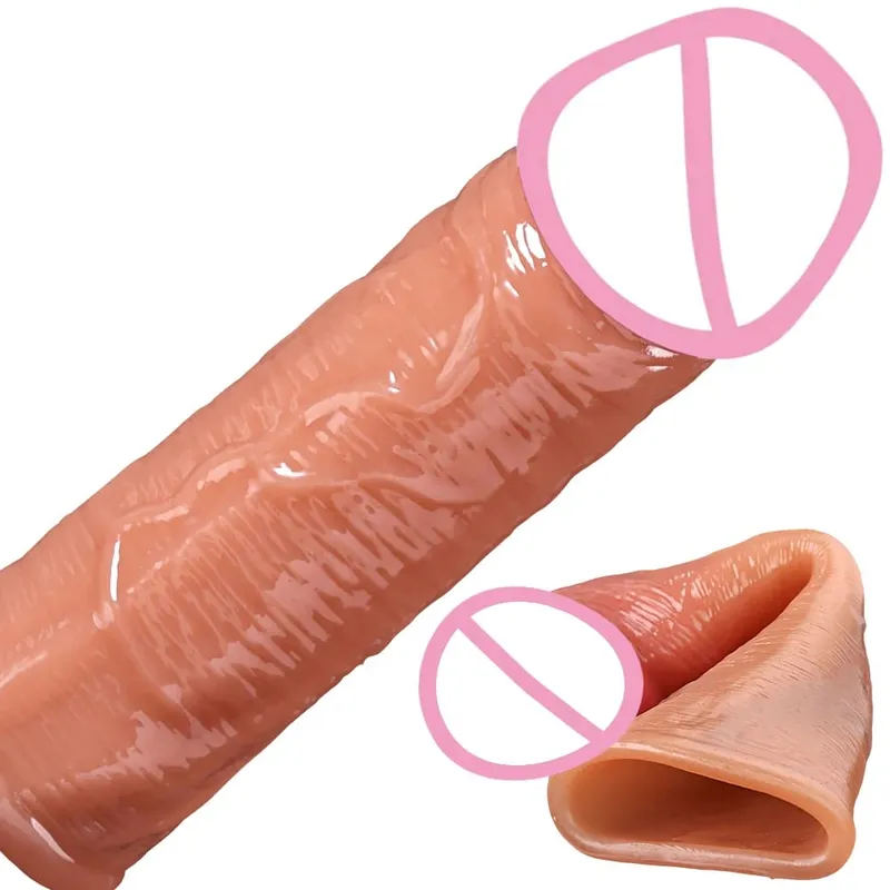 Penis Enlargement for Men Sleeve Cock Ring Delay Ejaculation Penis Extender Condom Lock Ring Sex Toys Artificial Penis Training — image 1