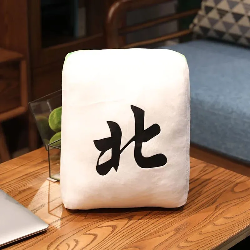Nouveau 1pc créatif Mahjong oreiller coussin chinois en peluche jouet voiture chaise dossier Mahjong dés drôle sieste oreiller canapé décor à la maison cadeau