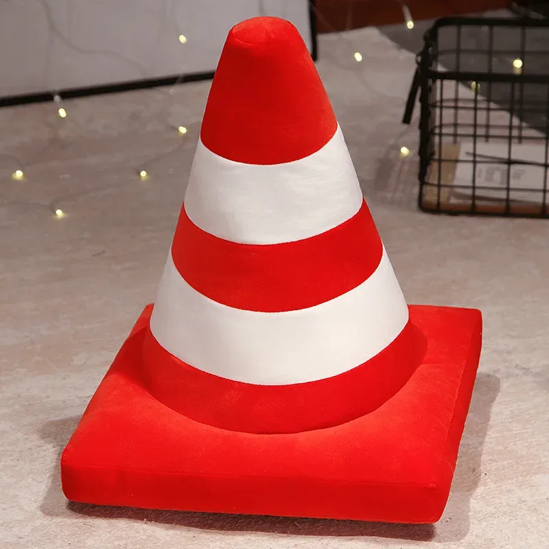 Roadblock Cushion Stuffed Soft Lifelike Plush Traffic Cone Road Construction Cone Pillow Mga Laruan ng Bata Dekorasyon sa Bahay