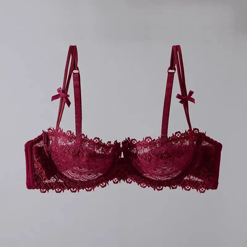 Evropská krajková sada podprsenek Ultratenká poloprůhledná poloprůhledná podprsenka Pure Desire pro malý hrudník Pohodlné spodní prádlo proti povisnutí — image 12