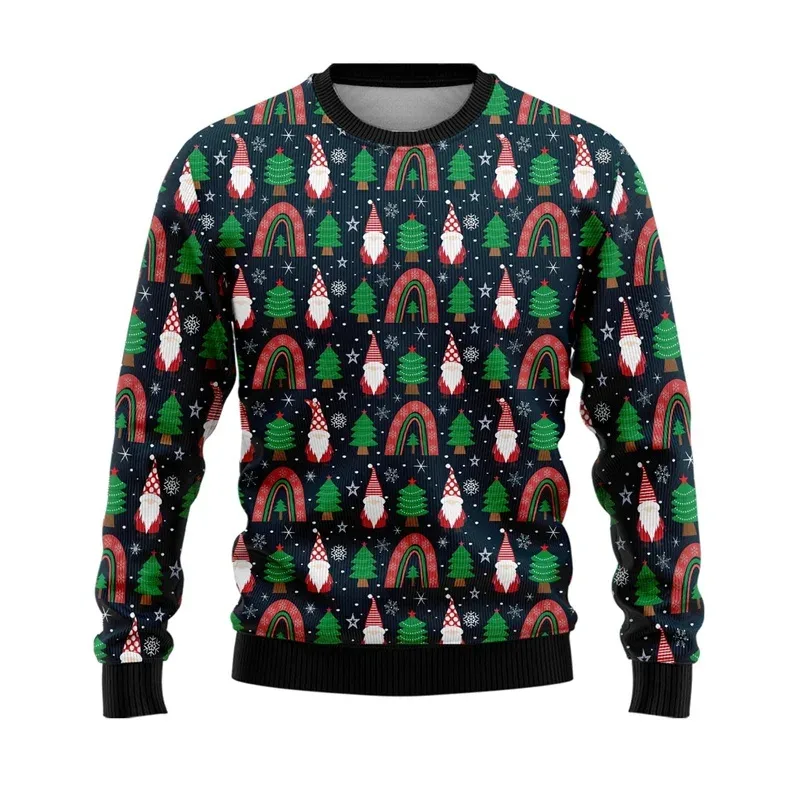 3D Printed Cartoon Santa Claus Sweatshirt For Men Merry Christmas Pattern Hoodies Casual Harajuku Loose Tops Round Neck Pullover — image 12