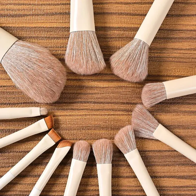 12pcs Makeup Brush Set - High-Grade Nylon Bristles Includes Foundation Blush Eye and Powder Brushes