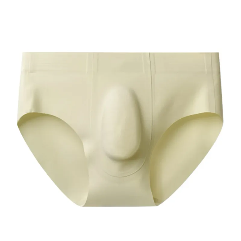 Men Thin Seamless Ice Silk Briefs Underwear 3D Bulge Pouch Breathable Underpants Breathable Quick Dry Male Panties Solid Color — image 4