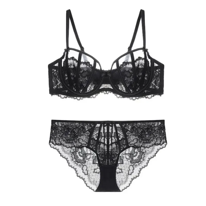 Sexy French Lace Push Up Bra Set Women Bunny Ears Lingerie Demi Cup Half Bra Lightweight Underwear Summer 32-38AB lingerie set — image 5