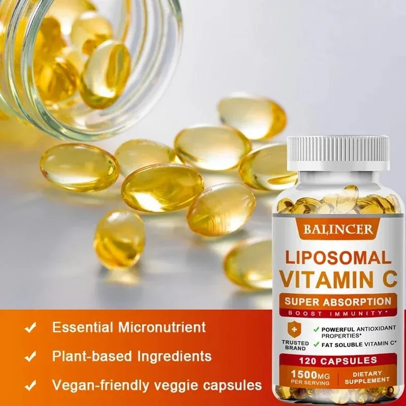 Liposomal C-vitamin 1500mg højabsorption C-vitamin immunsystem og kollagen Højpotens fedtopløselig ascorbinsyretilskud — image 3
