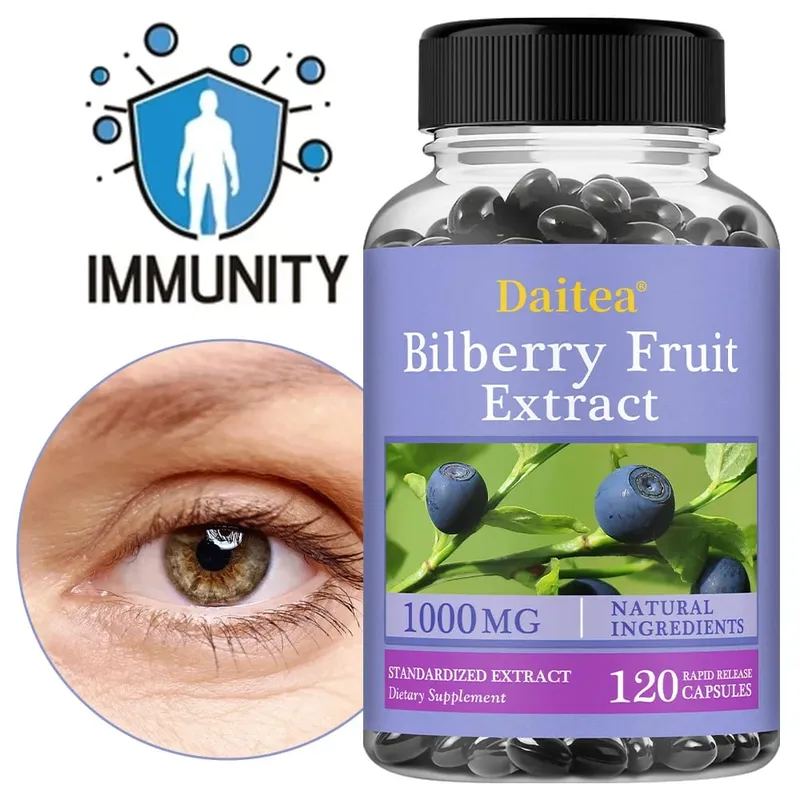 Premium Bilberry Extract Eye Vitamin Supplement Promotes Vision Health Antioxidant Benefits and Improves Cardiovascular Health — image 1