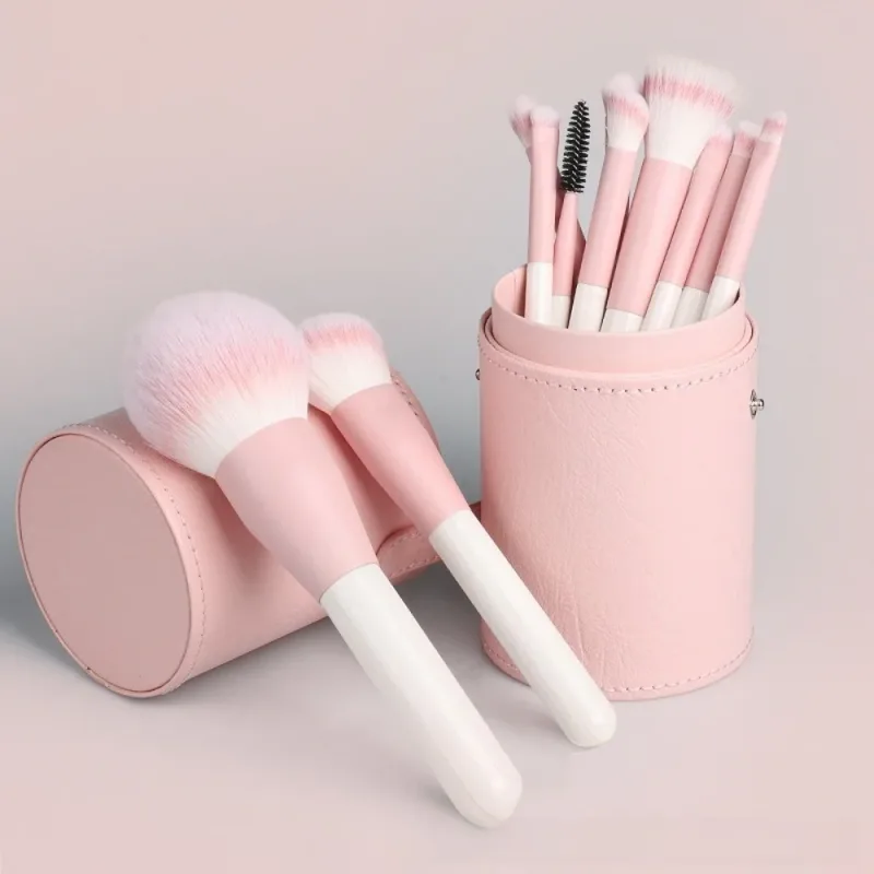 PU Leather Makeup Brush Bucket Dust-Proof Waterproof Empty Cosmetic Brushes Pen Holder Portable Makeup Brush Organizer — image 5
