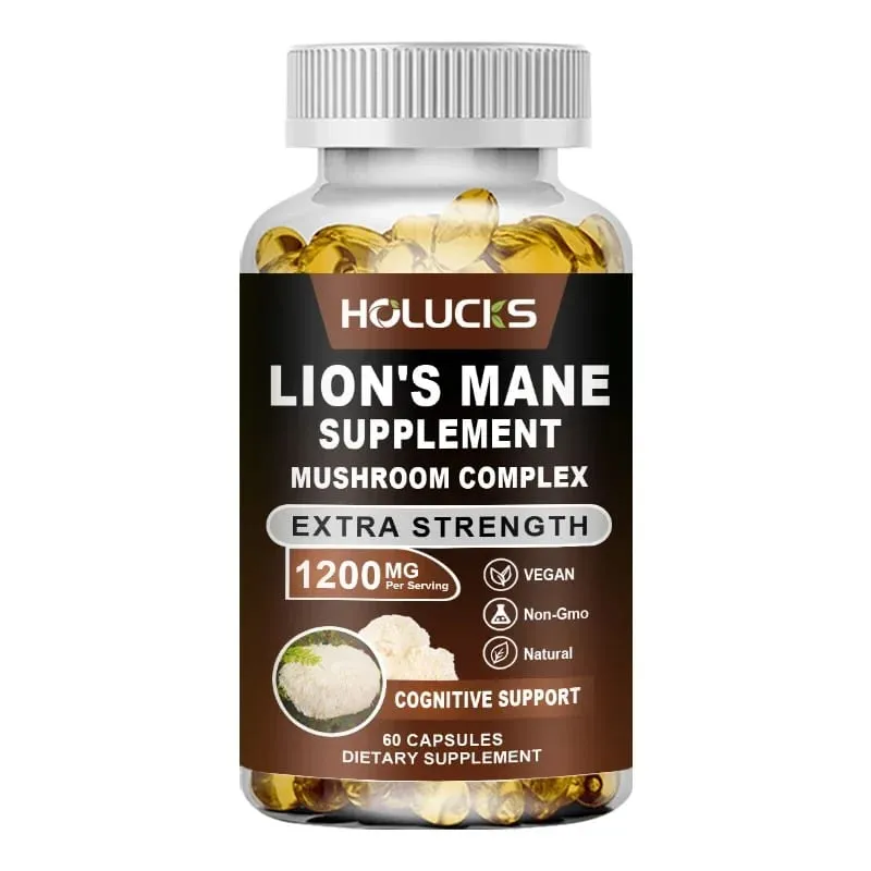 Premium Lion's Mane Mushroom Extract Supplement for Anxiety & Depression Calm Focus & Wellbeing Energy & Stress Non-GMO