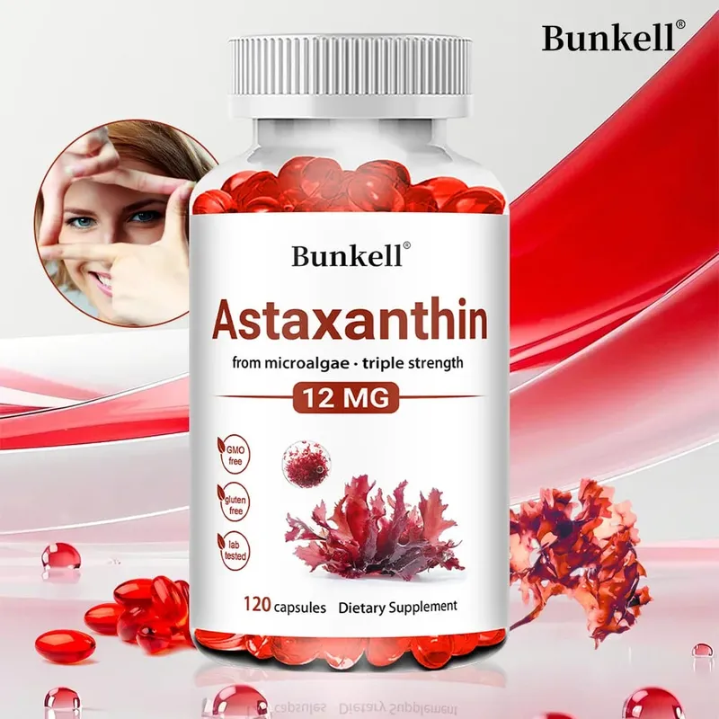 Astaxanthinové tobolky 12 mg podporuje kardiovaskulární zdraví a urychluje metabolismus podporu zdraví očí, kloubů a pokožky — image 1