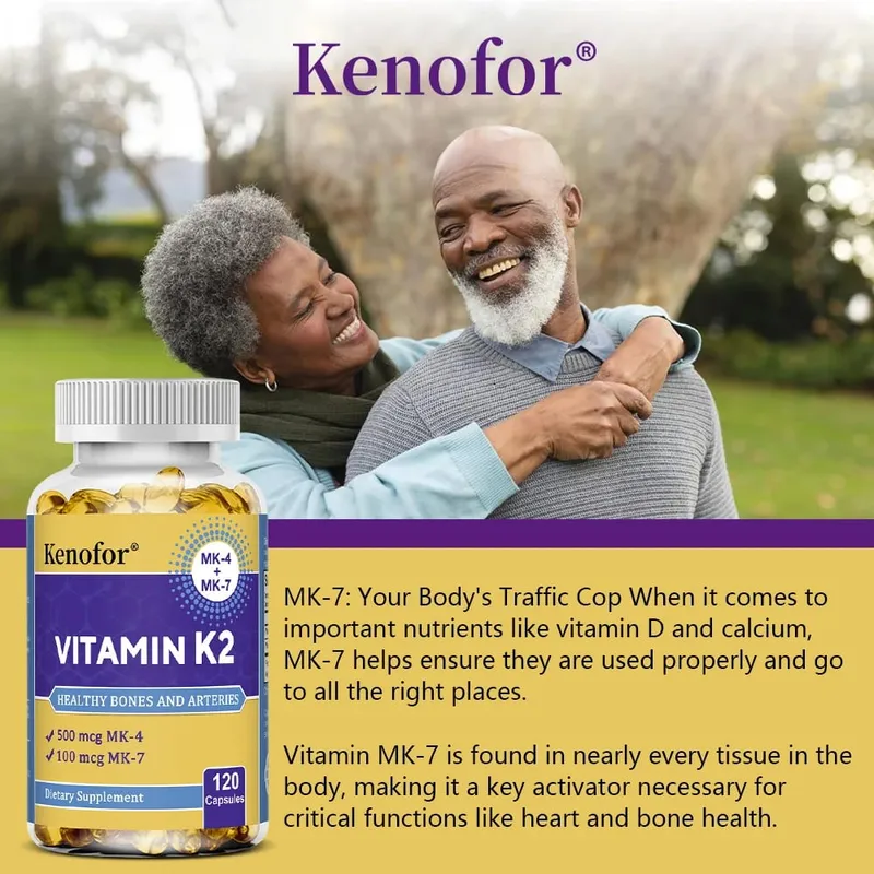 Vitamin K2 Supplement Capsules MK-7 & MK-4 Promote Bone Joint Health Metabolism and Immunomodulation - Non-GMO