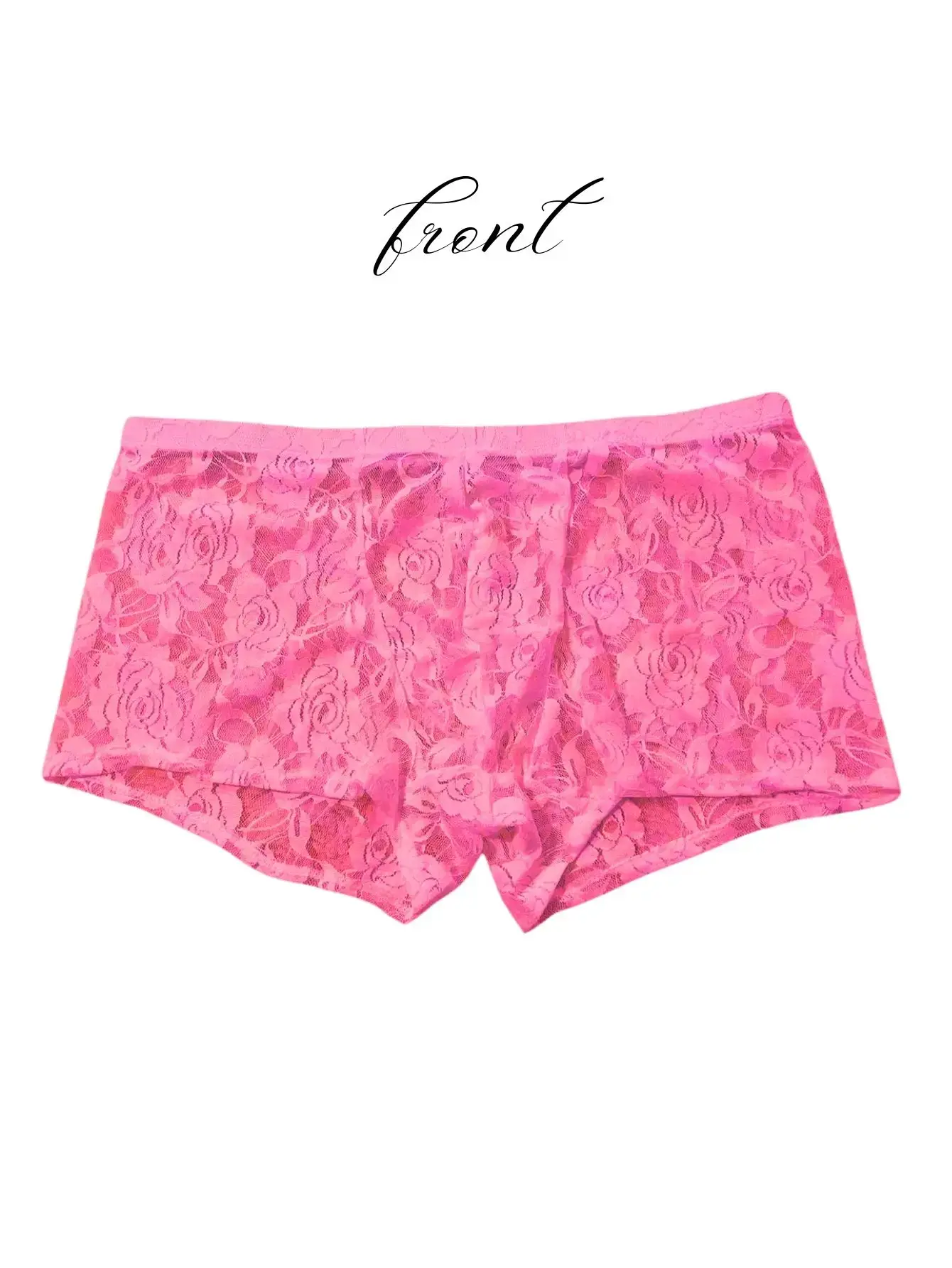 1 pièce de broderie en dentelle sexy pour hommes, nouveau design, sous-vêtements à coin plat en dentelle transparente à haute élasticité, sexy, soie glacée 3256811662670417
