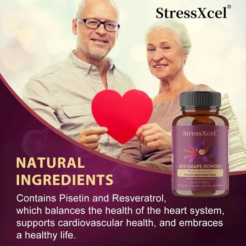 Red Grape Powder + Resveratrol Supplement Antioxidant Supports Heart Joint Brain Immune Health & Anti-Aging Non-GMO — image 6