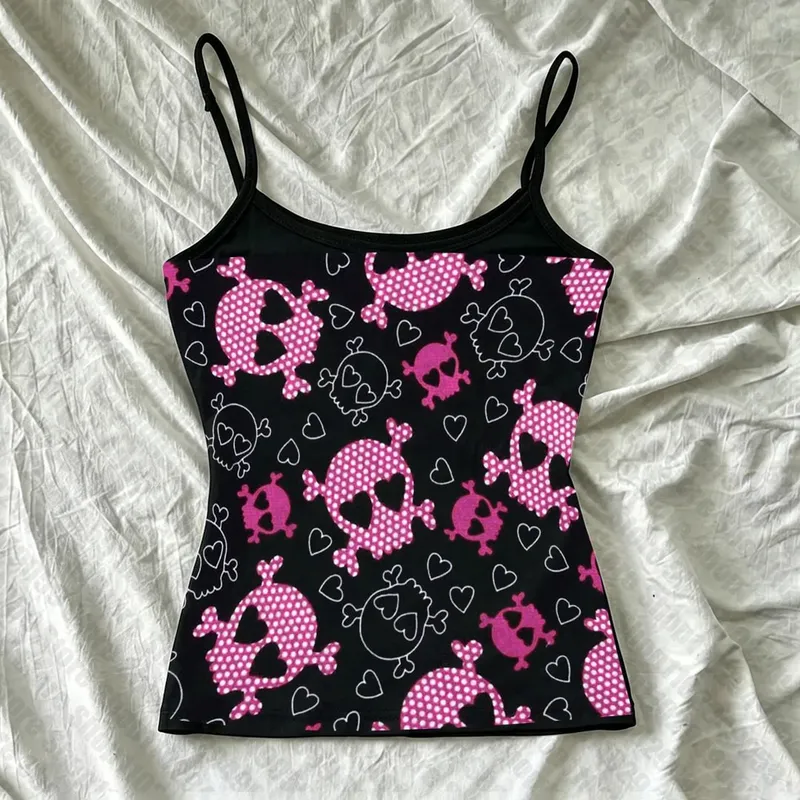 Crop Top Women Tops Emo Gothic Clothes Women Cuteore 90s Clothes Vintage Cute Tops With Suspenders Women's Tanks & Camis Summer