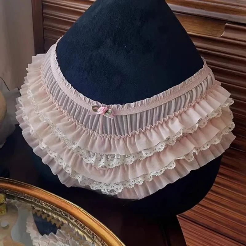 اليابانية الحلو لوليتا نمط البرازيلي سراويل مجموعة الملابس الداخلية النساء مثير الأزهار الدانتيل الكشكشة ملخصات Kawaii الملابس الداخلية اللباس الداخلي العشير مجموعات