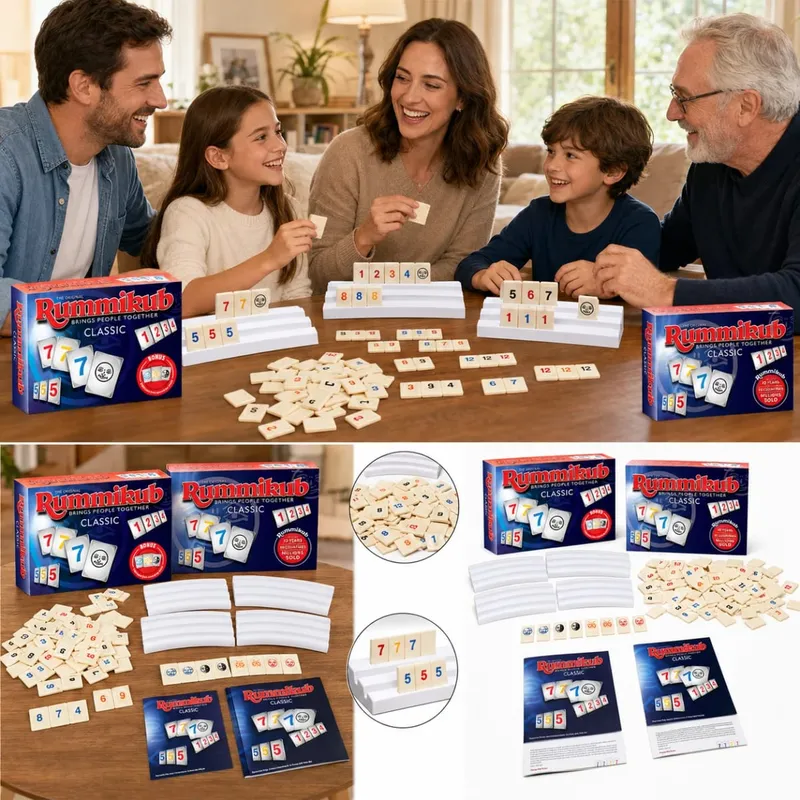 Rummikub Classic Number Tile Strategy Board Game with Racks Family Party Kids Adults English Version — image 6