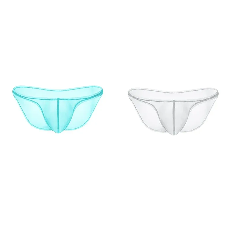 Men's Underwear Delicate Ice Silk Transparent Triangle Panties Personality Low Waist Briefs — image 24