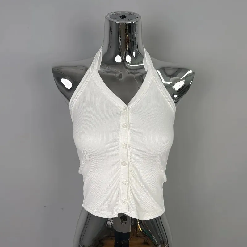 Korean Dongdaemun Pure Desire Spicy Girl Camisole Sexy Slim Women's Crop Tops Feminine Neck Hanging Halter Tank Top Y2K Clothes — image 10