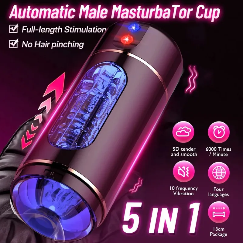 Giocattolo sessuale per uomo Coppa per masturbazione maschile Masturbatore per uomo Figa tascabile Voce automatica intelligente Allenamento del pene Vibratore Pompino Macchine del sesso Glande Trainer — image 5