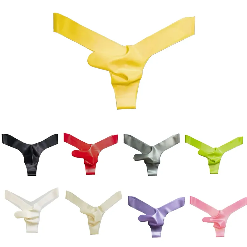 Mens Latex Foam Soft G-strings Sexy Lingerie Underwear Rubber Elephant Nose Pouch Thongs Man Sheer Exotic Panties — image 8