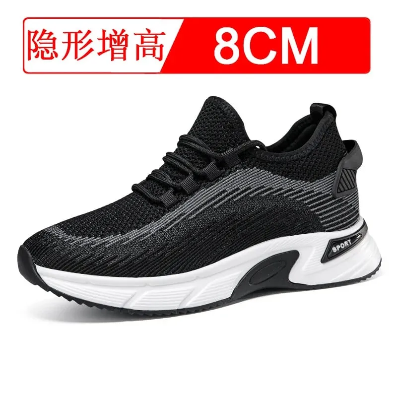 Elevator Shoes Invisible Heightening 8cm. Breathable Mesh Fabric Sports Shoes Heightening Inside for Men's Shoes Size 6cm