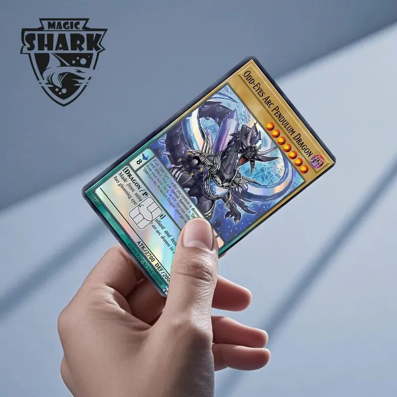 Magic Shark Yo-gi-oh Blue Eyes Dragon Game Shinny Holographic Laser Debit Credit Card Sticker Film Skin Front Cover — image 3