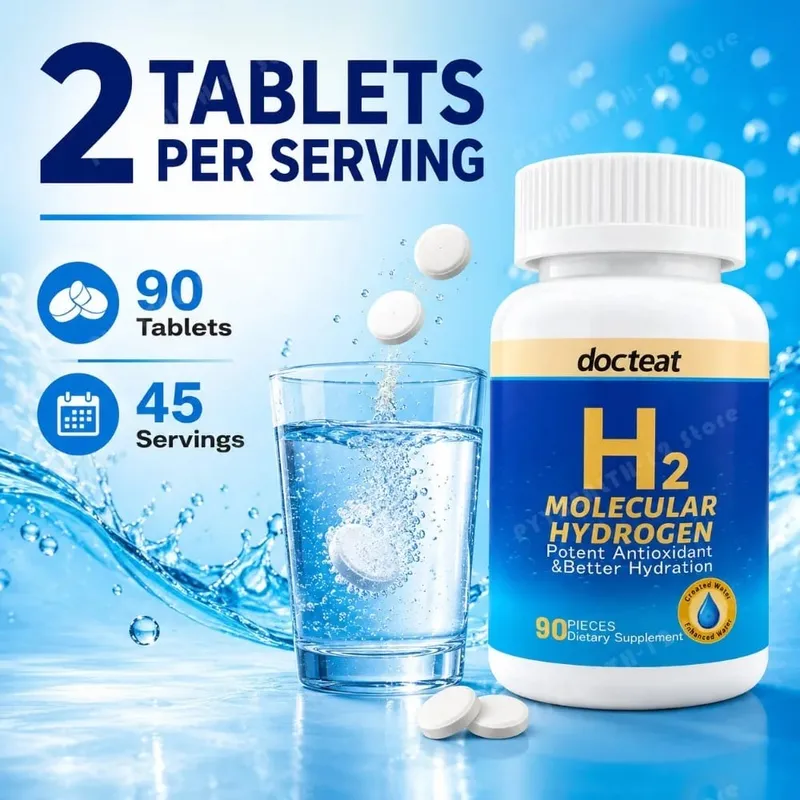 90pcs H2 Molecular Hydrogen Water Tablets with Magnesium 160mg Effervescent Drink Supplement for Travel Gym Home Hydration — image 3