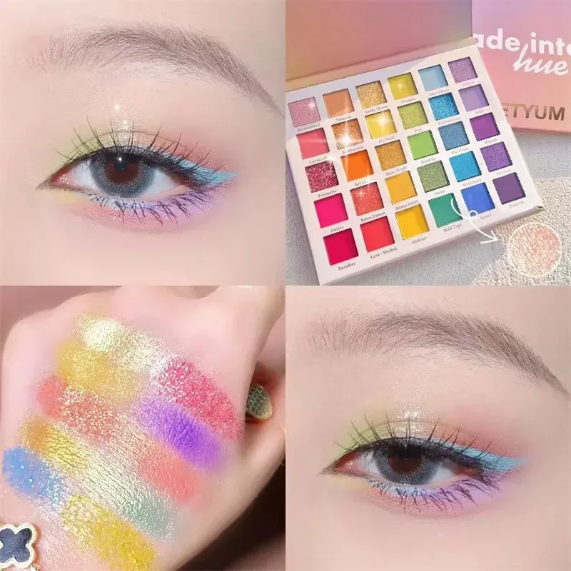 30 Color Eye Shadow Palette Rainbow Coral Pearl Glitter Matte Sequins Shimmer High Pigment Eye Shadow Party & Dance Show Makeup — image 3