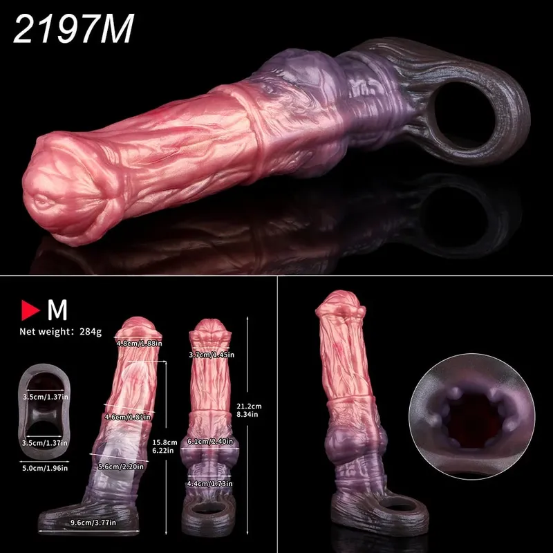 Soft Dog Knot Penis Sheath Fantasy Horse Dildo Sleeve Delay Ejaculation Ring Male Dick Girth Enlarger&Extender Sex Toy