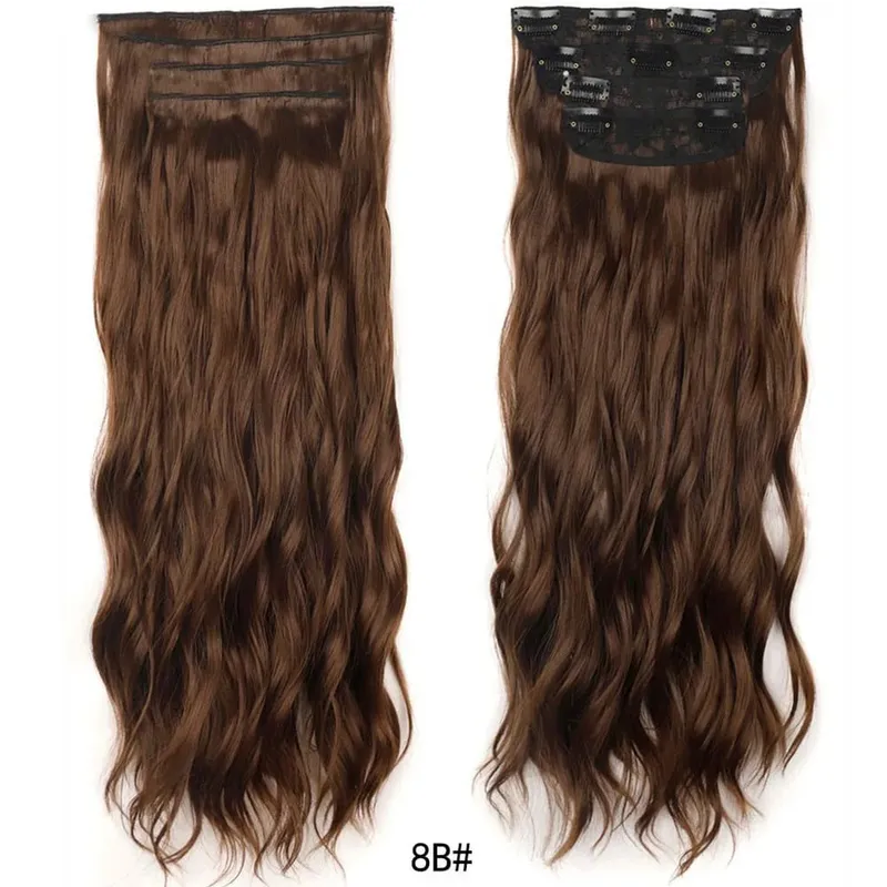 Jeedou Clip in Hair Extensions 4Piece/Set Synthetic Long Wavy Thick Hair Bouncy Curly Full Head Hairpiece Natural Looking — image 17