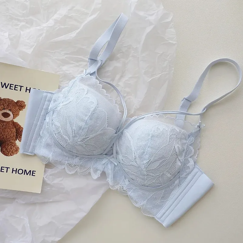French Garden MOYISU Lace Bra Set 32-38 AB Wireless Thin Cup Push Up Anti Sag セクシー Support Lingerie Suitable Small Bust